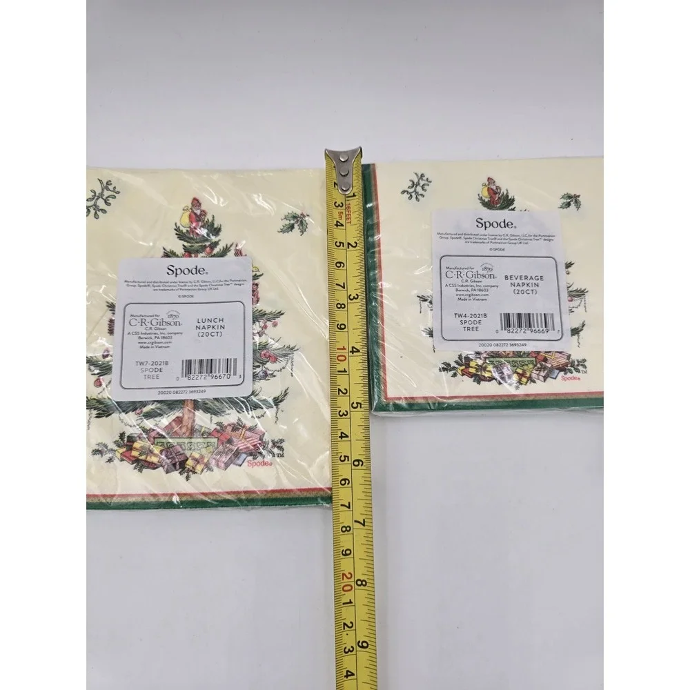 Qty 3 Spode Christmas Tree Dinner & Cocktail Beverage Paper  Napkins Tissue